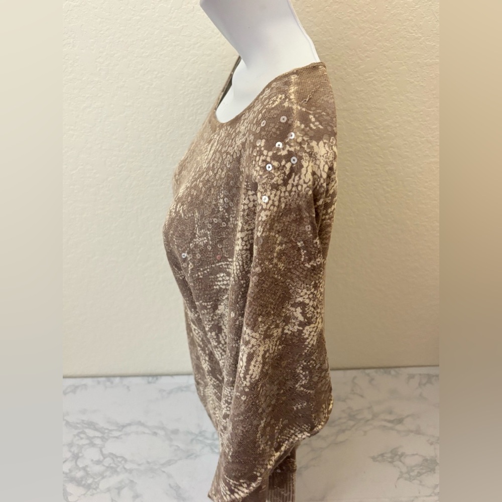 INC International Concepts Blouse Womens XS Long Sleeve Boho Snake Print Top - Picture 2 of 4